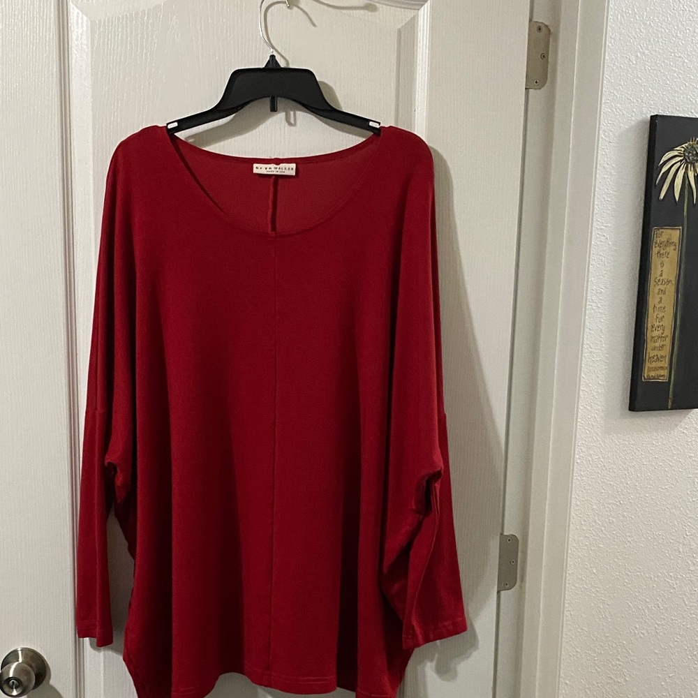 bryn Walker Deep Red Long Sleeve Top